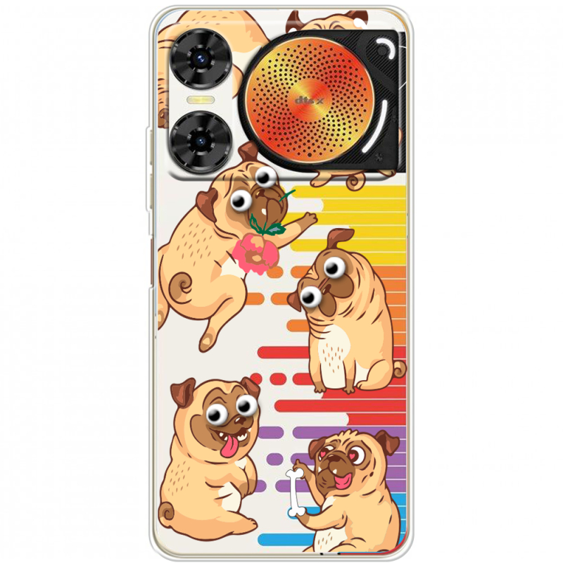 Прозорий чохол BoxFace Nubia Music 2 с 3D-глазками Pug