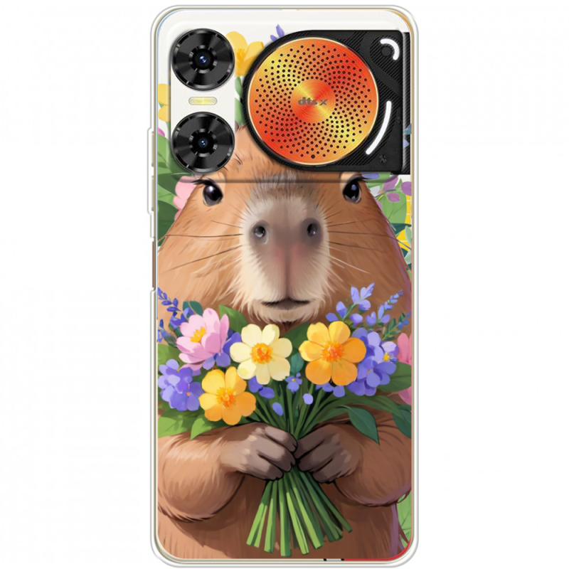 Прозорий чохол BoxFace Nubia Music 2 Капибара з квітами
