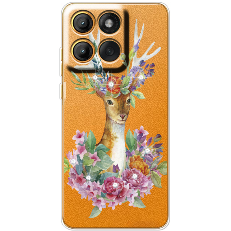 Чохол зі стразами Moto Edge 60 Pro Deer with flowers