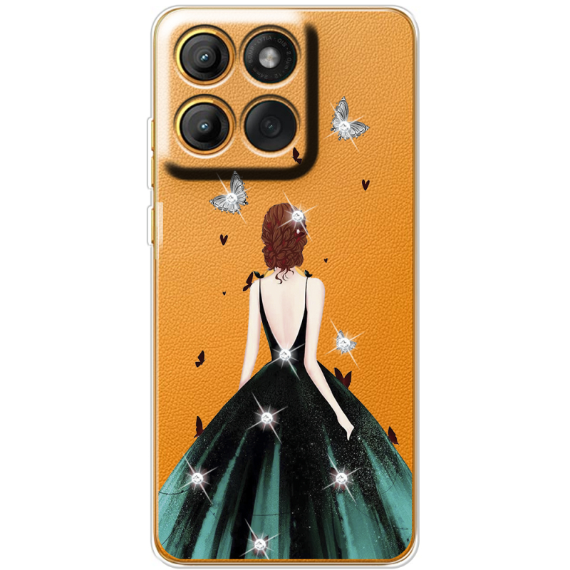 Чохол зі стразами Moto Edge 60 Pro Girl in the green dress