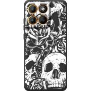 Чорний чохол BoxFace Moto Edge 60 Pro Skull and Roses