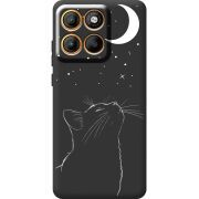 Чорний чохол BoxFace Moto Edge 60 Pro Місячний кіт