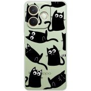 Прозорий чохол BoxFace OPPO A5 Pro с 3D-глазками Black Kitty