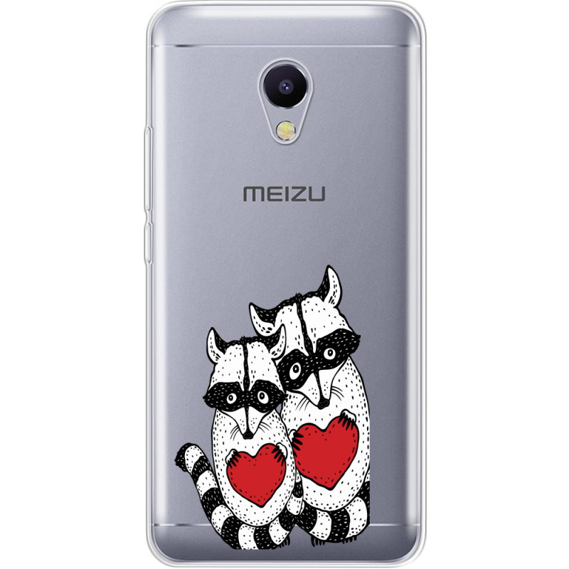 Прозрачный чехол Uprint Meizu M5s Raccoons in love