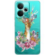 Чохол зі стразами Realme 14T Deer with flowers