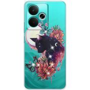 Чохол зі стразами Realme 14T Cat in Flowers
