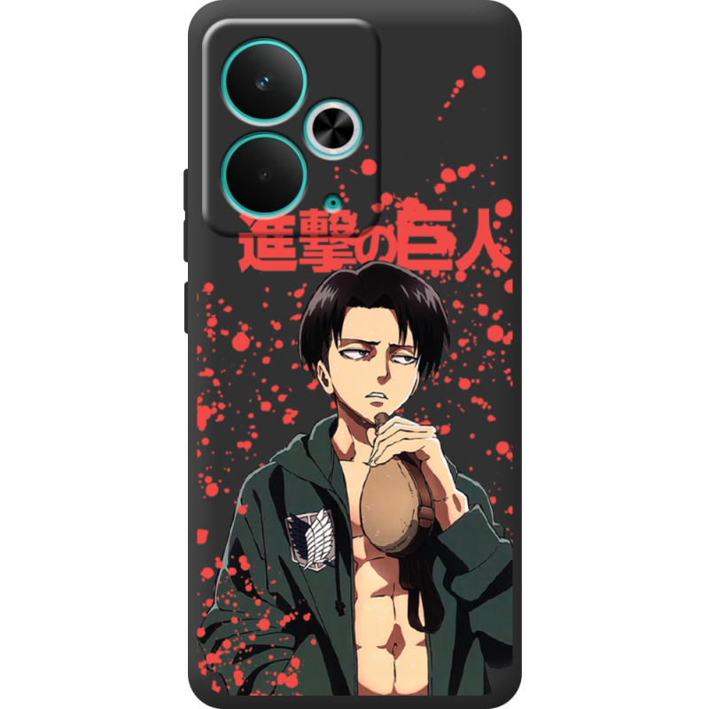 Чорний чохол BoxFace Realme 14T Атака Титанов Леви