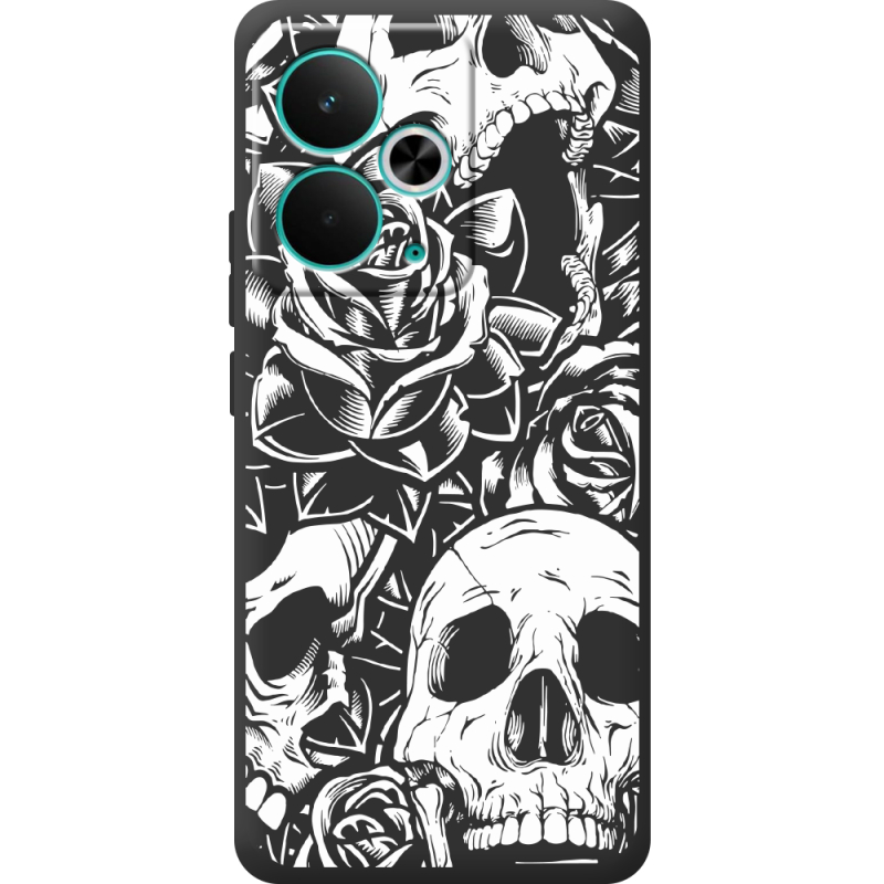 Чорний чохол BoxFace Realme 14T Skull and Roses