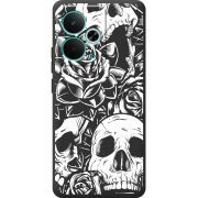Чорний чохол BoxFace Realme 14T Skull and Roses