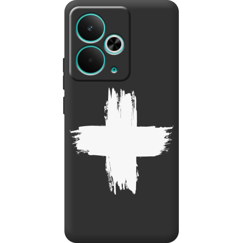 Чорний чохол BoxFace Realme 14T Білий хрест ЗСУ
