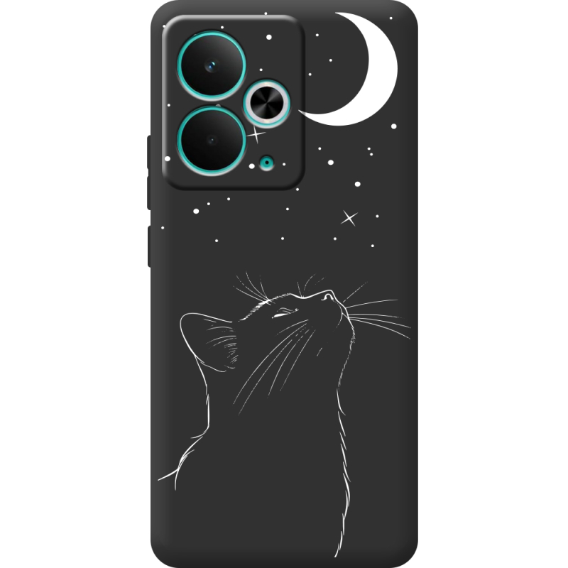 Чорний чохол BoxFace Realme 14T Місячний кіт