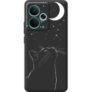 Чорний чохол BoxFace Realme 14T Місячний кіт