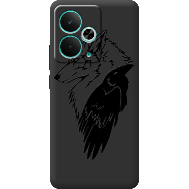 Чорний чохол BoxFace Realme 14T Wolf and Raven