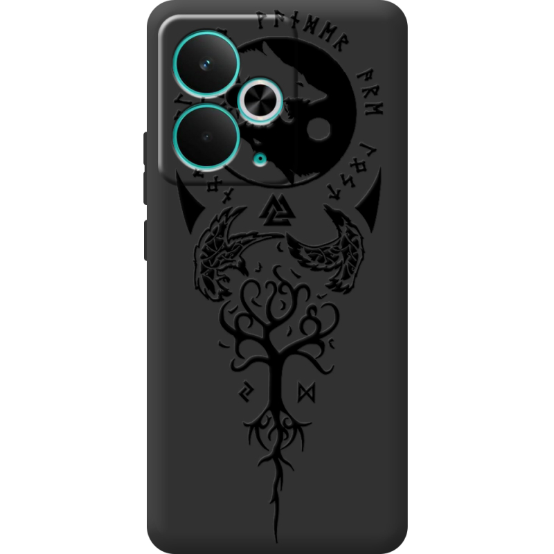 Чорний чохол BoxFace Realme 14T Hugin and Munin