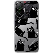 Прозорий чохол BoxFace Poco F7 с 3D-глазками Black Kitty