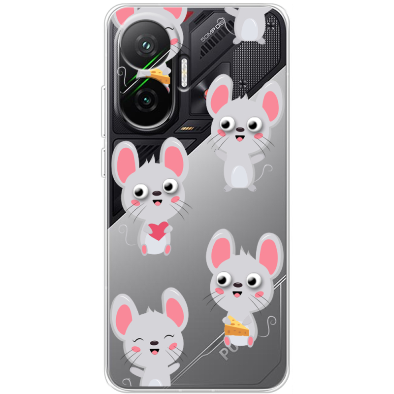 Прозорий чохол BoxFace Poco F7 с 3D-глазками Mouse