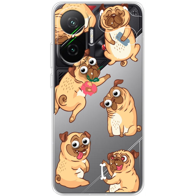Прозорий чохол BoxFace Poco F7 с 3D-глазками Pug