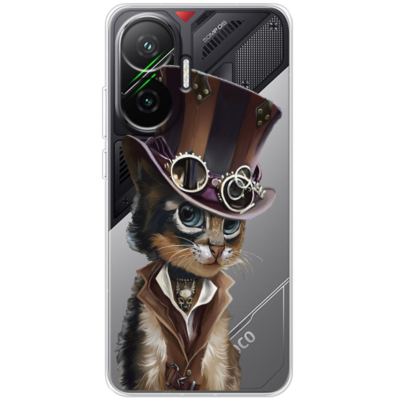 Прозорий чохол BoxFace Poco F7 Steampunk Cat