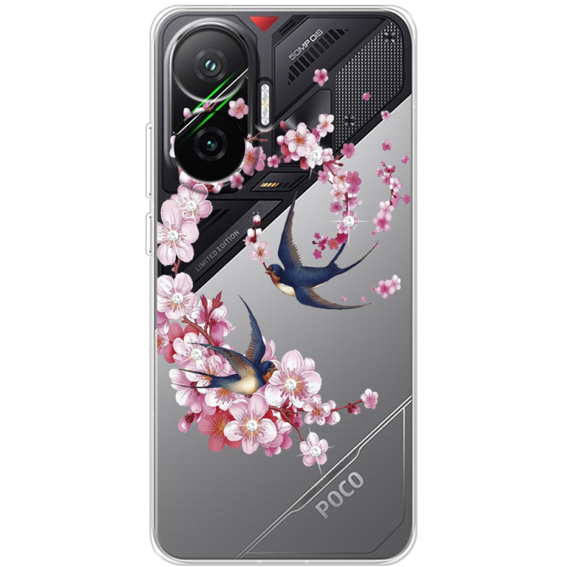 Чохол зі стразами Poco F7 Swallows and Bloom