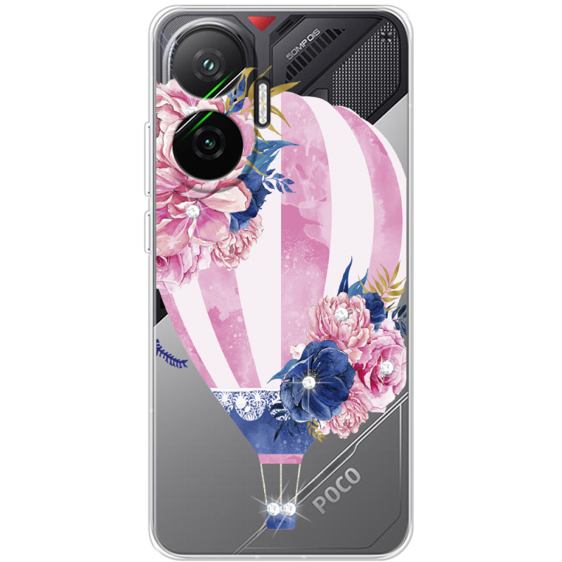 Чохол зі стразами Poco F7 Pink Air Baloon