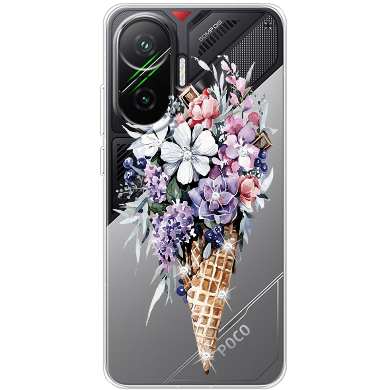 Чохол зі стразами Poco F7 Ice Cream Flowers