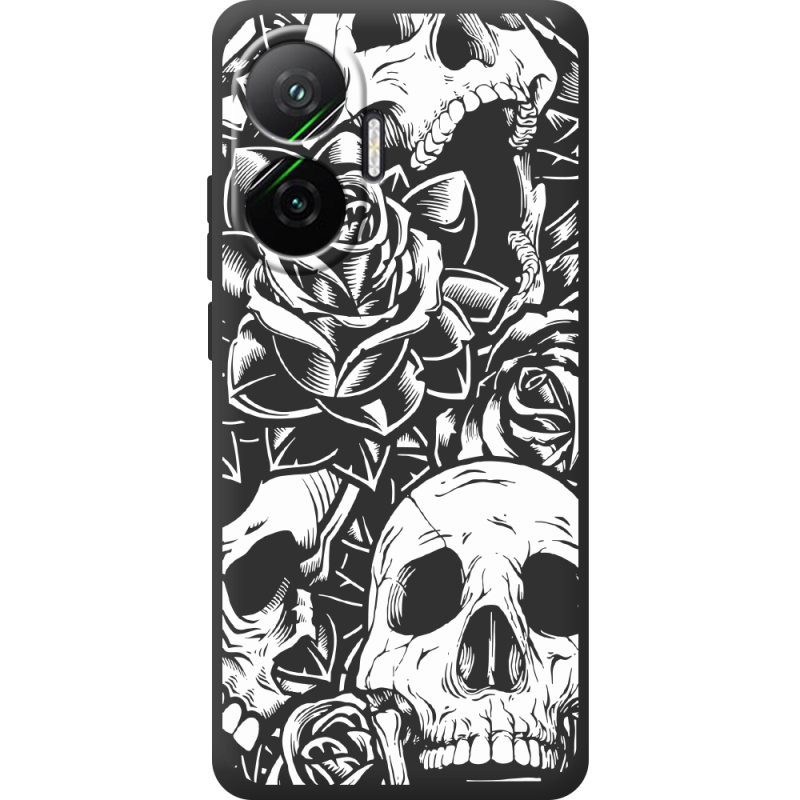Чорний чохол BoxFace Poco F7 Skull and Roses