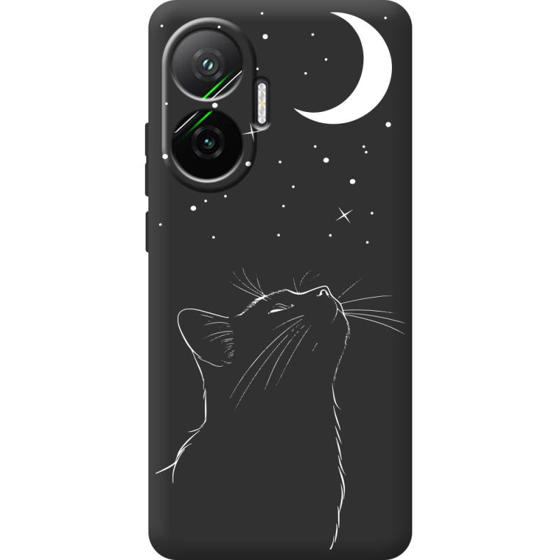 Чорний чохол BoxFace Poco F7 Місячний кіт