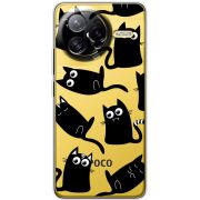 Прозорий чохол BoxFace Poco F7 Ultra с 3D-глазками Black Kitty