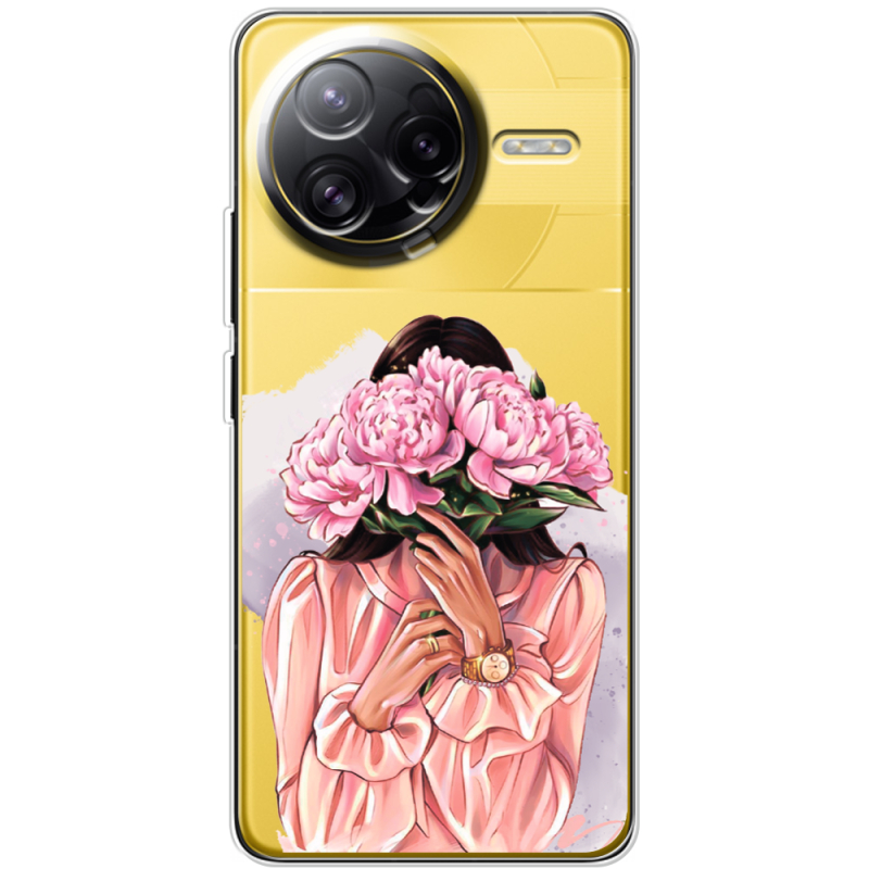 Прозорий чохол BoxFace Poco F7 Ultra Девушка с Пионами