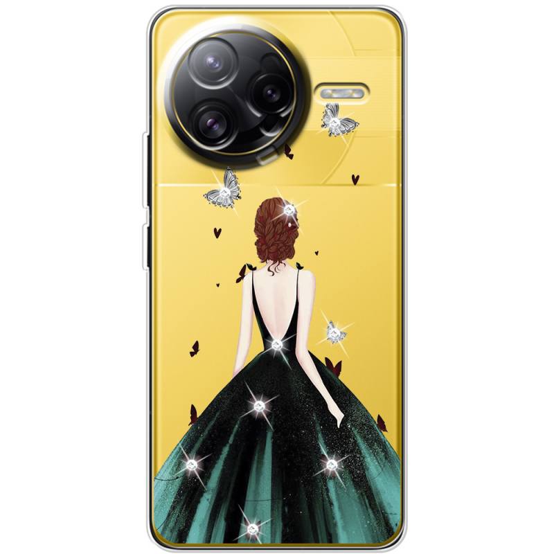 Чохол зі стразами Poco F7 Ultra Girl in the green dress