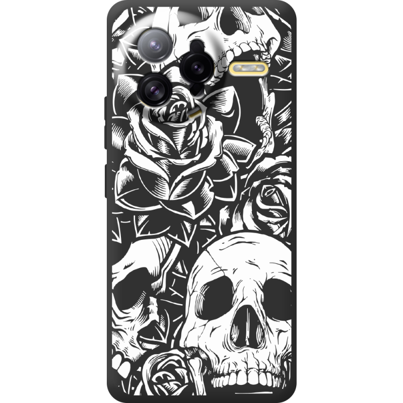 Чорний чохол BoxFace Poco F7 Ultra Skull and Roses