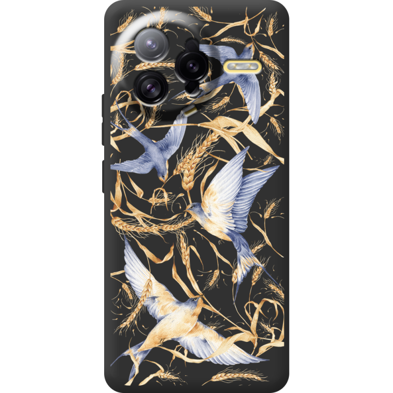 Чорний чохол BoxFace Poco F7 Ultra Ластівки