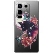 Чохол зі стразами Infinix Note 50 Cat in Flowers