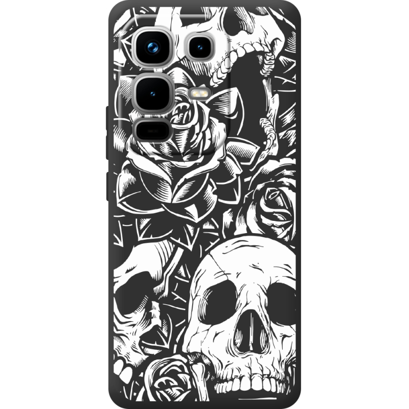 Чорний чохол BoxFace Infinix Note 50 Skull and Roses