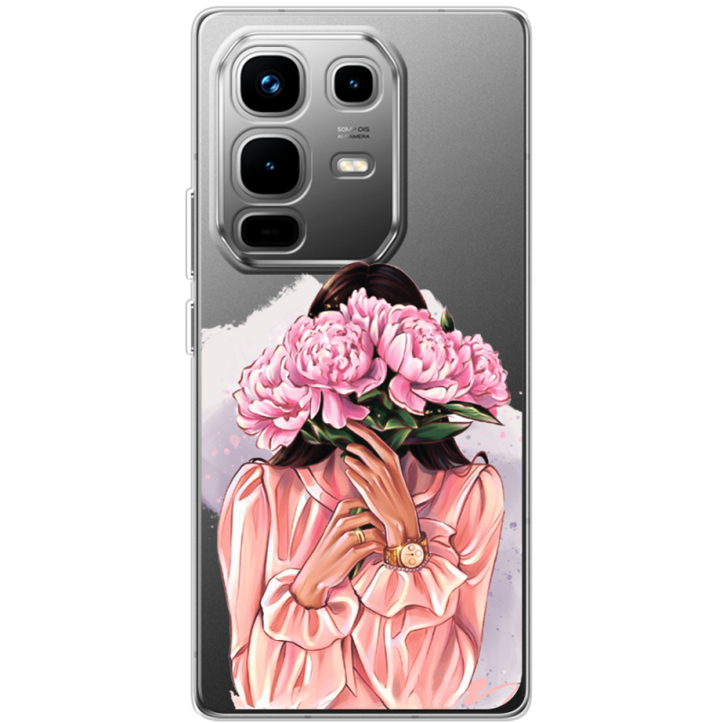 Прозорий чохол BoxFace Infinix Note 50 Pro Девушка с Пионами