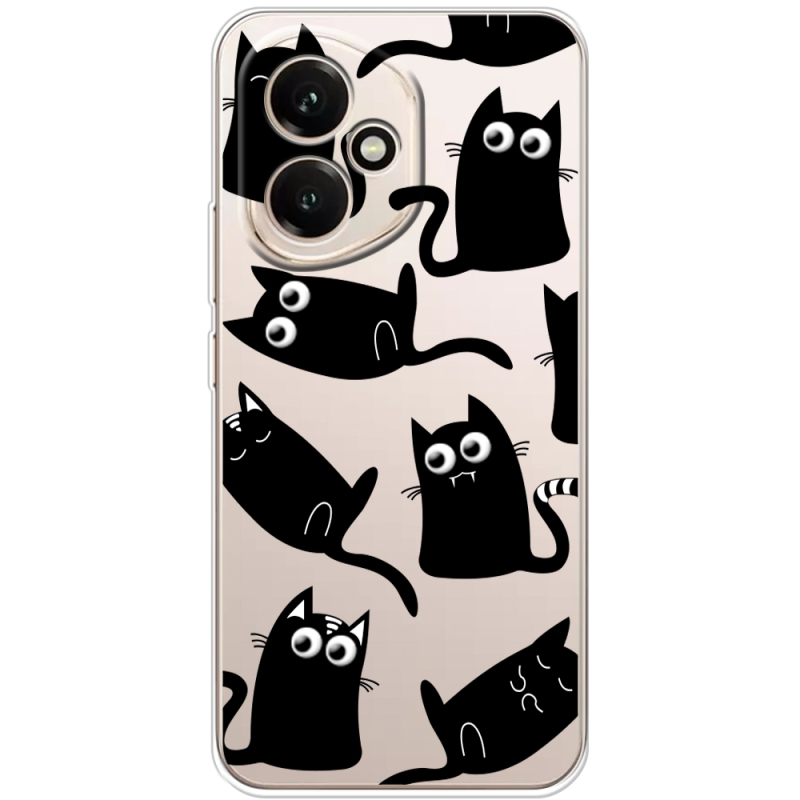 Прозорий чохол BoxFace Honor 400 с 3D-глазками Black Kitty
