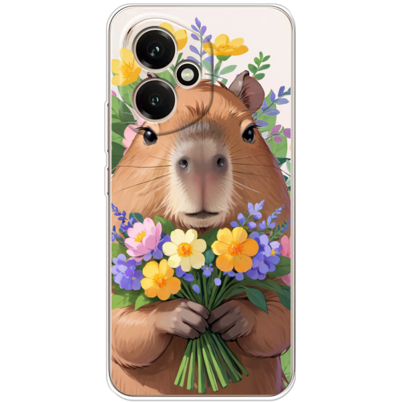 Прозорий чохол BoxFace Honor 400 Капибара з квітами