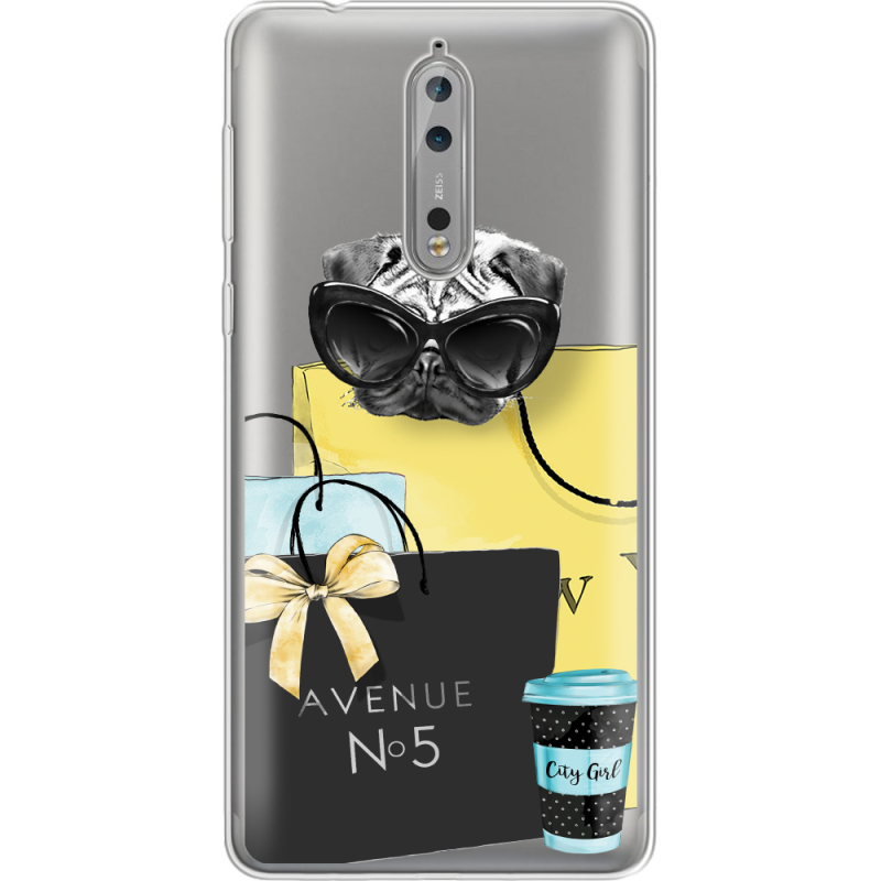 Прозрачный чехол Uprint Nokia 8 Fashion Pug