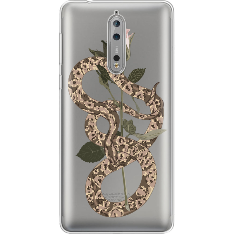 Прозрачный чехол Uprint Nokia 8 Glamor Snake