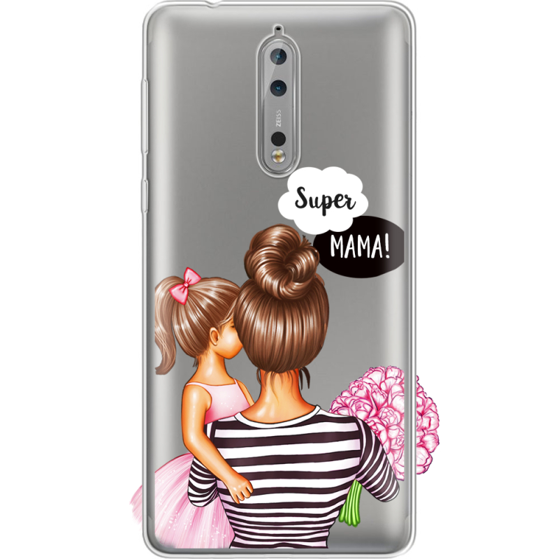 Прозрачный чехол Uprint Nokia 8 Super Mama and Daughter