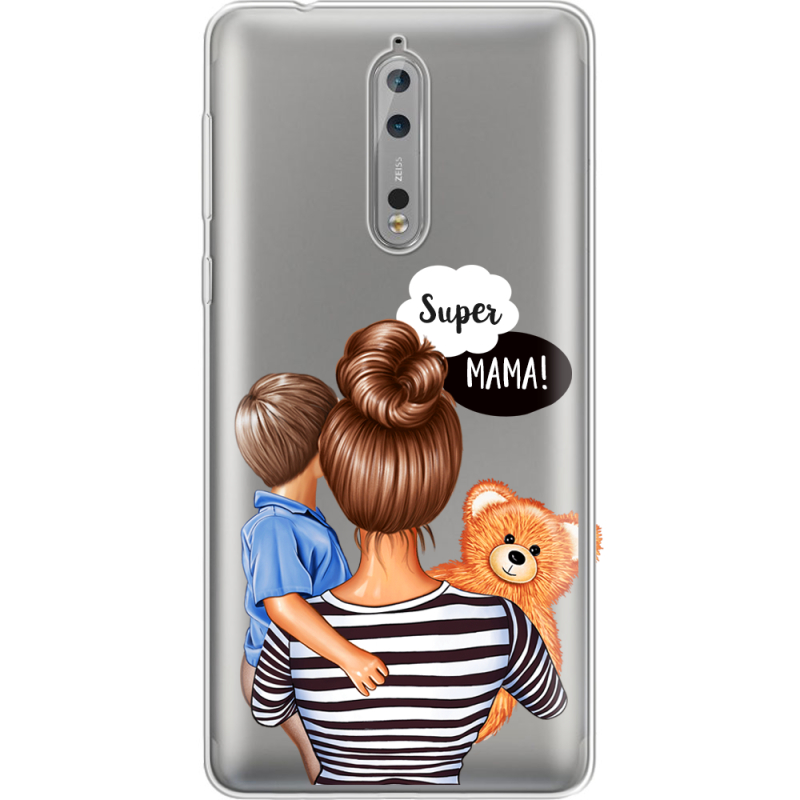 Прозрачный чехол Uprint Nokia 8 Super Mama and Son