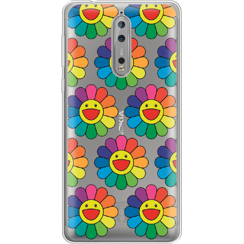 Прозрачный чехол Uprint Nokia 8 Hippie Flowers