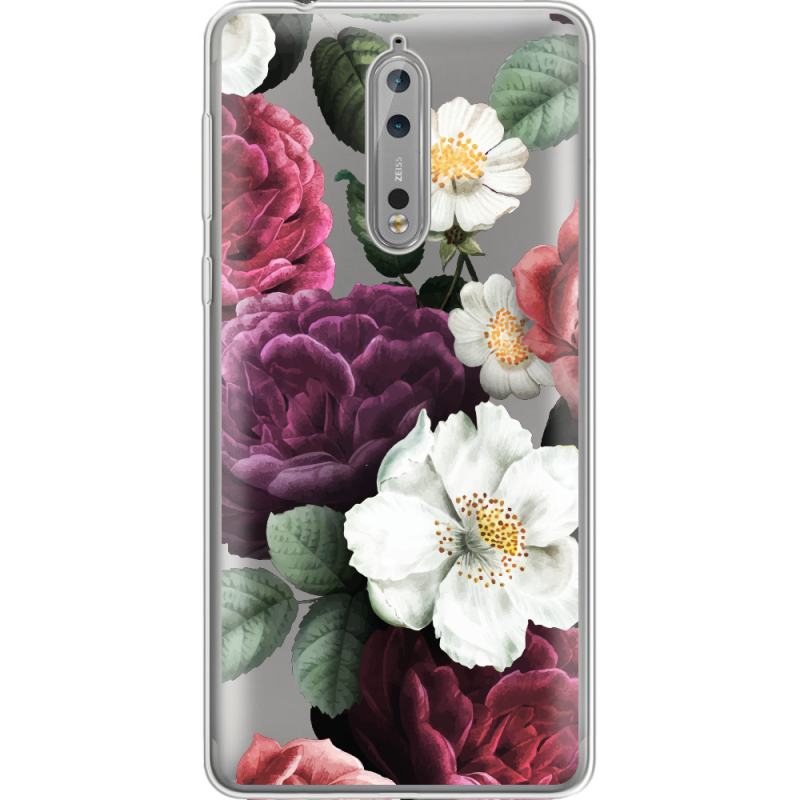 Прозрачный чехол Uprint Nokia 8 Floral Dark Dreams