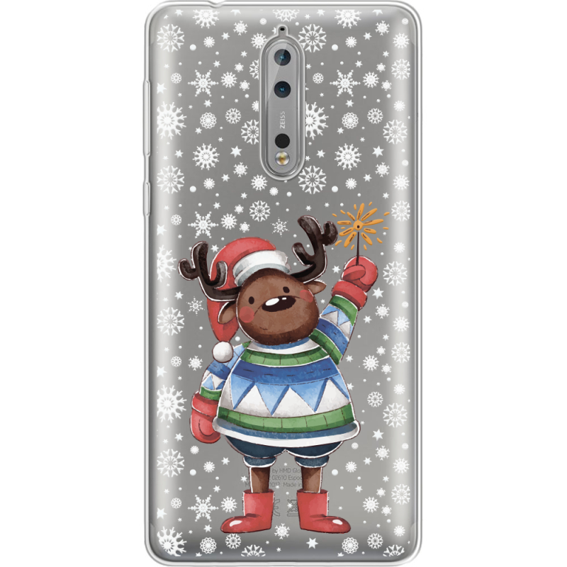 Прозрачный чехол Uprint Nokia 8 Christmas Deer with Snow