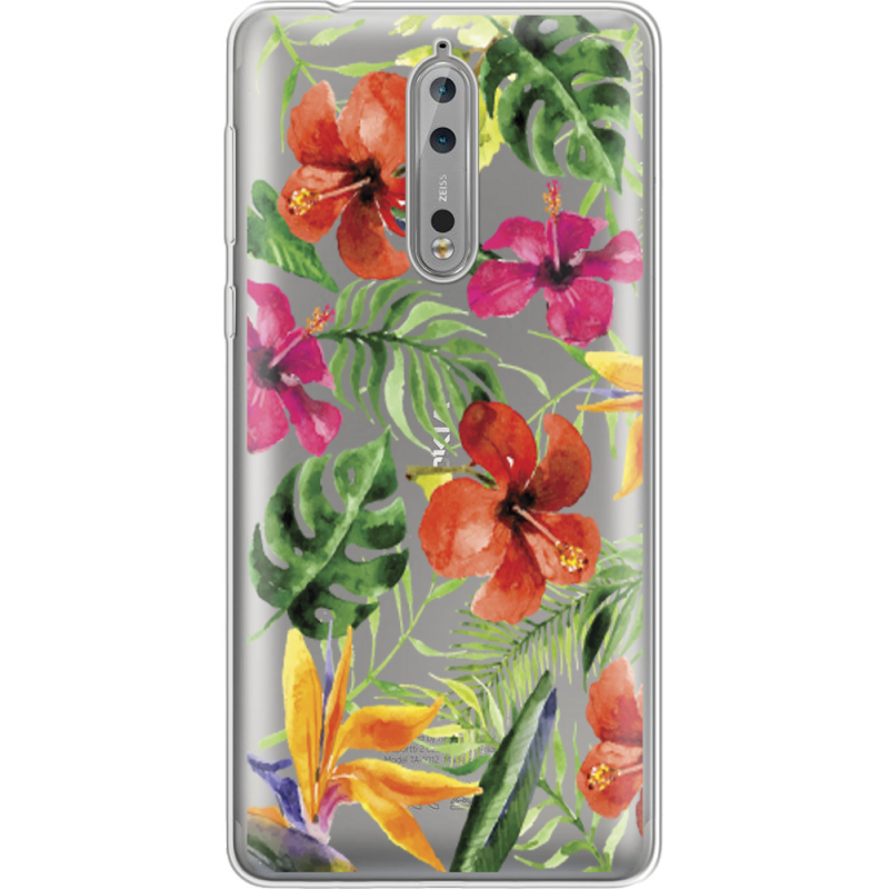 Прозрачный чехол Uprint Nokia 8 Tropical Flowers