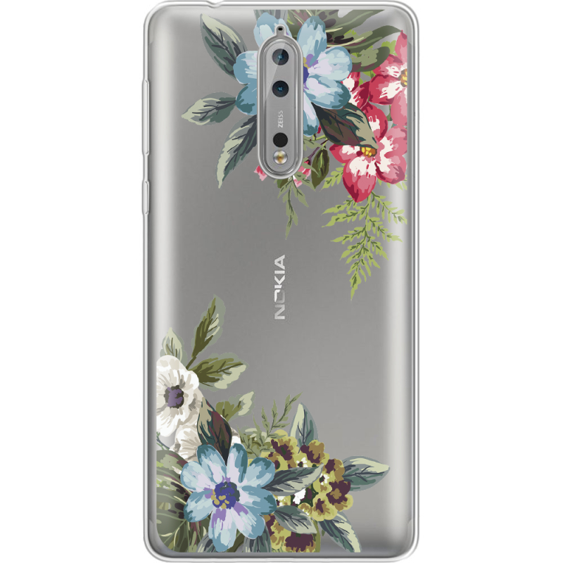 Прозрачный чехол Uprint Nokia 8 Floral