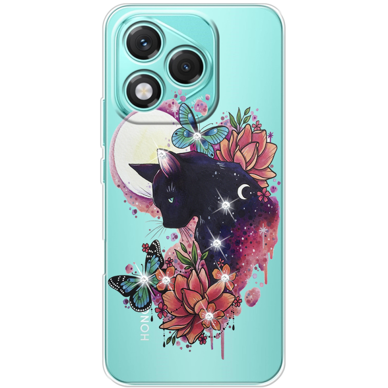 Чохол зі стразами Honor 400 Lite Cat in Flowers