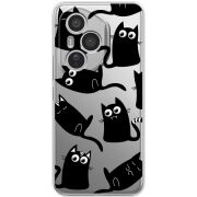 Прозорий чохол BoxFace Honor 400 Pro с 3D-глазками Black Kitty