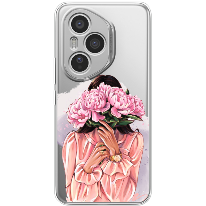 Прозорий чохол BoxFace Honor 400 Pro Девушка с Пионами