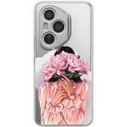 Прозорий чохол BoxFace Honor 400 Pro Девушка с Пионами